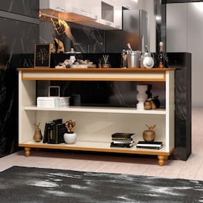 Aparador Doha Com Pés Madeira Maciça 136cm Cor:off White E Cedro Off White E Cedro