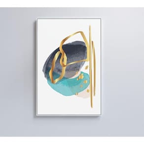 Quadro Abstrato Linhas Douradas 2 40x60 Cm Vidro Impresso