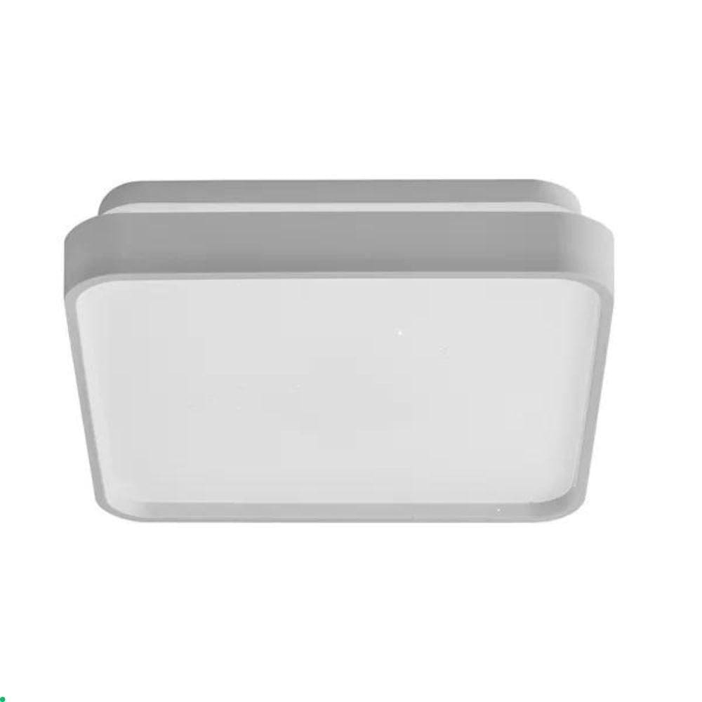 Plafon Round Led Quadrado Sobrepor Acrílico Liso Branco 18w 6500k Branco