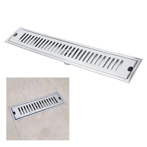 Ralo Linear Inox 40cm Banheiro Area Externa Anti Odor Anti Inseto Lavabo Piscina Quintal Higienico