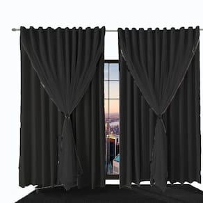 Cortina Sala E Quarto 8,50x2,70 Tecido Blackout Ana Preto