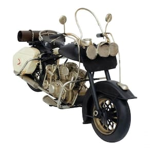Motocicleta Preta 16x28x8cm Estilo Retrô - Vintage