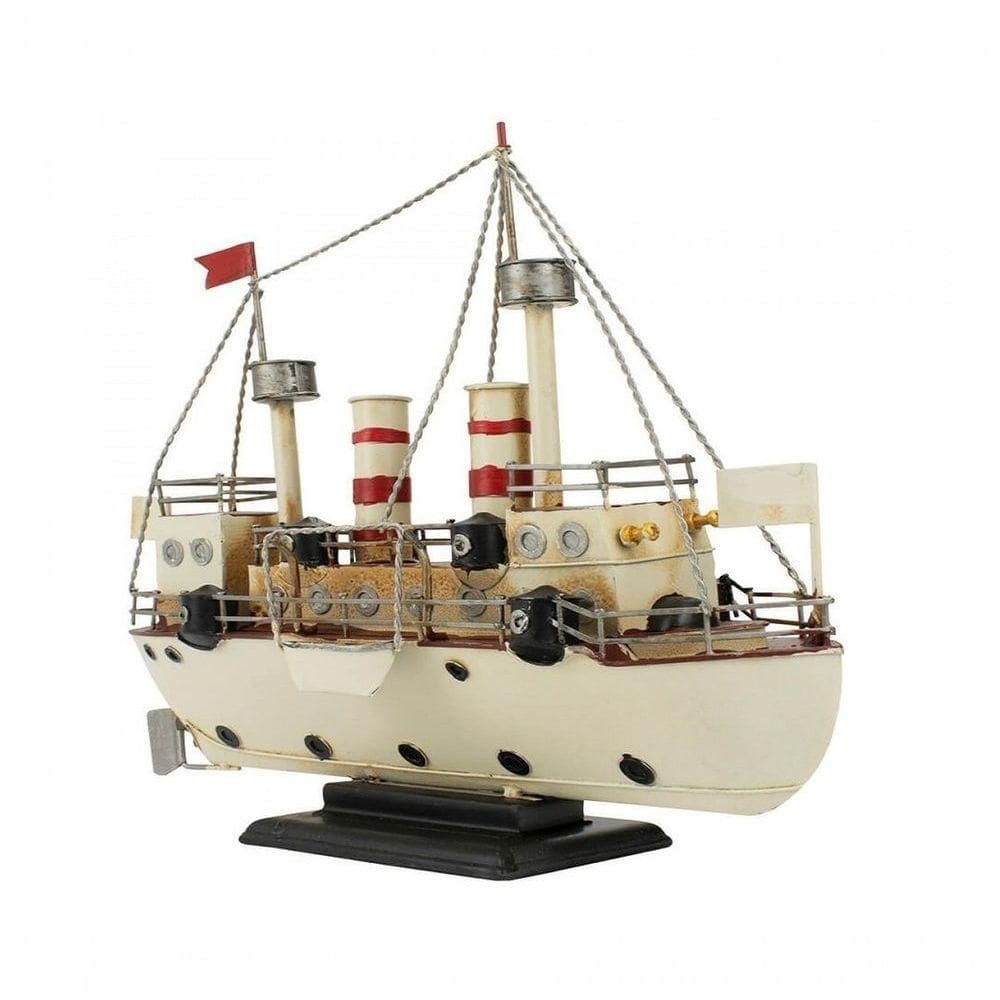 Navio Titanic Branco 28x10x33cm Estilo Retrô - Vintage