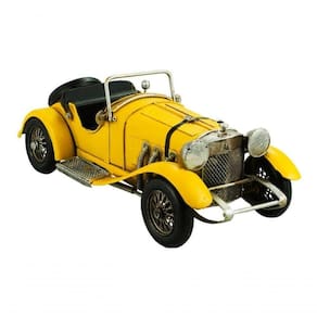 Carro Esportivo Amarelo 12,5x13x31cm Estilo Retrô - Vintage