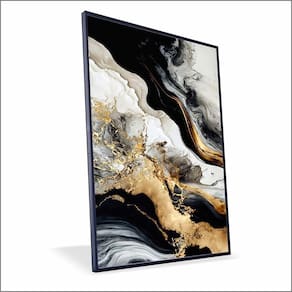 Quadro Marmorizado Chique Canvas Com Vidro Tamanho-moldura 60x40 Baixa Cor Preta