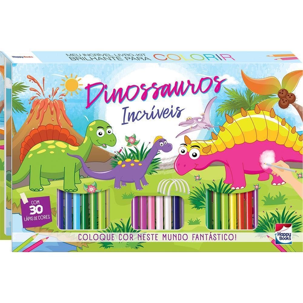 Meu Incrivel Livro-Kit Brilhante P/Colorir: Dinossauros