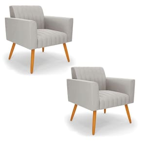 Kit 2 Poltronas Viena Gomada Veludo Pés Palito Castanho - D`rossi Cor Cinza