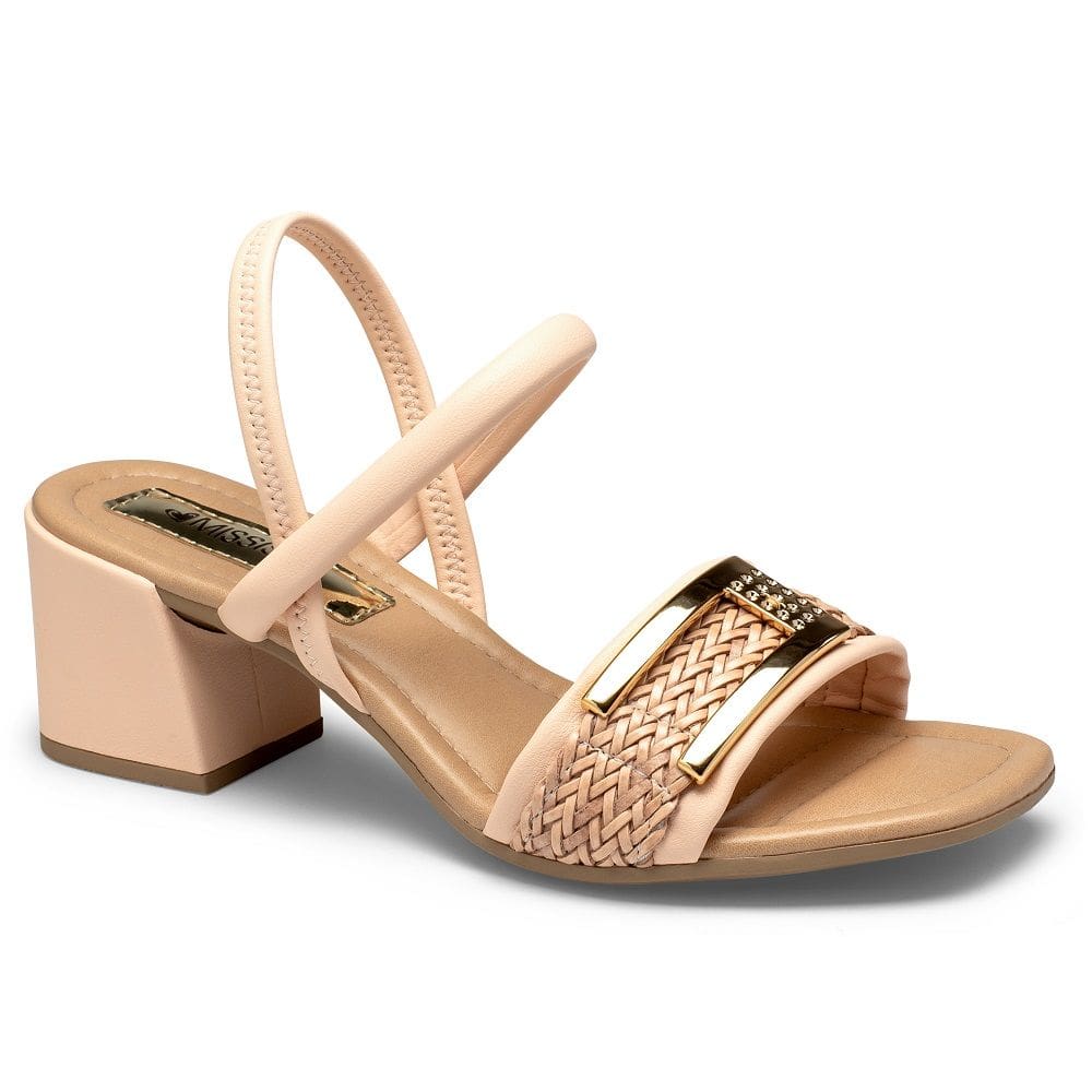 Sandália Salto Bloco Mississipi MB832 Feminina - Bege