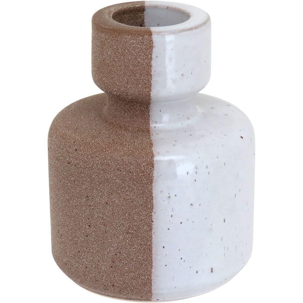 Castiçal Cerâmica 16x12x12cm Bege