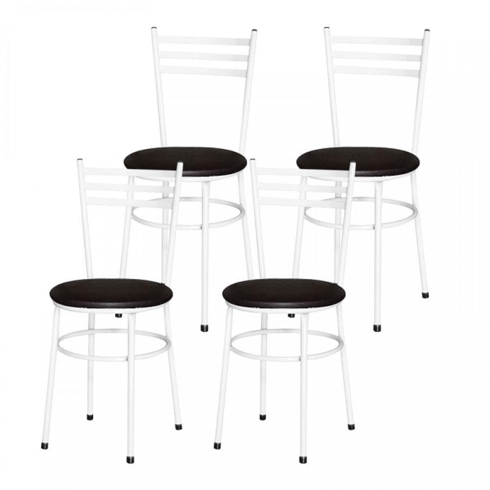 4 Cadeiras Epoxi Branca Para Cozinha Marrom
