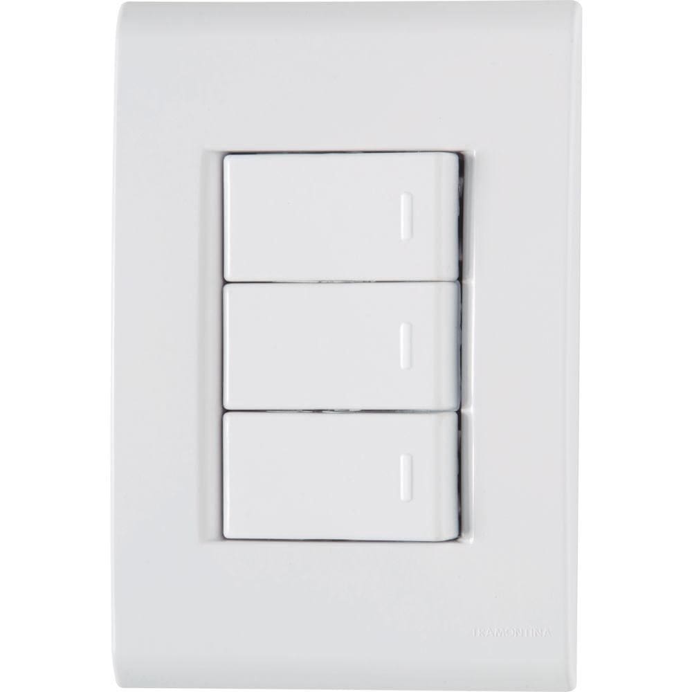 Conjunto 4x2 Com 3 Interruptores Simples Tramontina Liz 10 A 250 V Branco