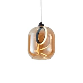 Lustre Pendente Nordecor Ruzo 2793 Âmbar / Preto Led Bivolt