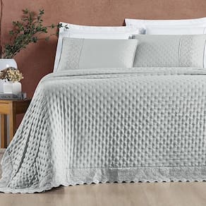 Cobre Leito Casal Cherry Laise Micropercal 200fios 3pç Cinza