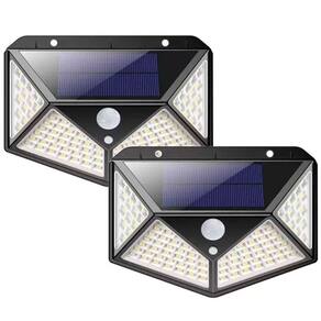 Kit 2 Luminárias Solar De Parede 100 Led Com Sensor Presença