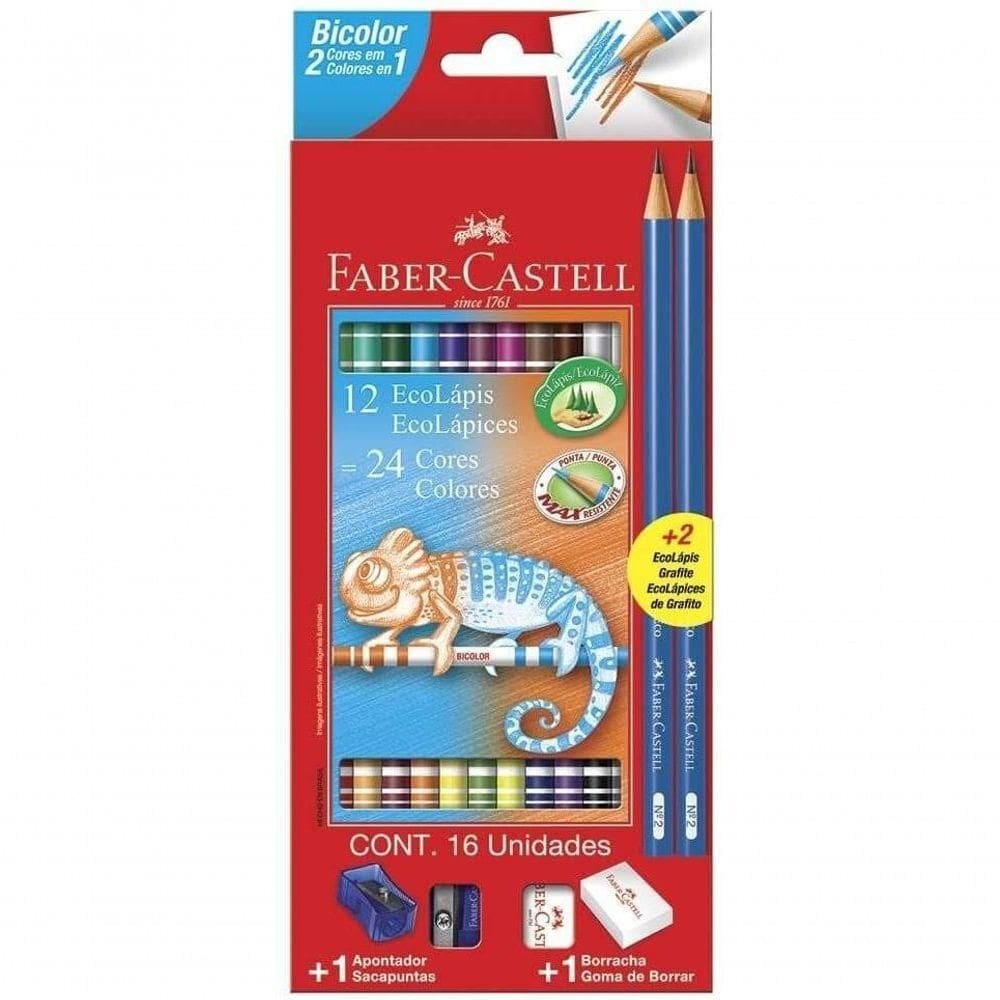 Lápis De Cor Bicolor Faber-castell 24 Cores