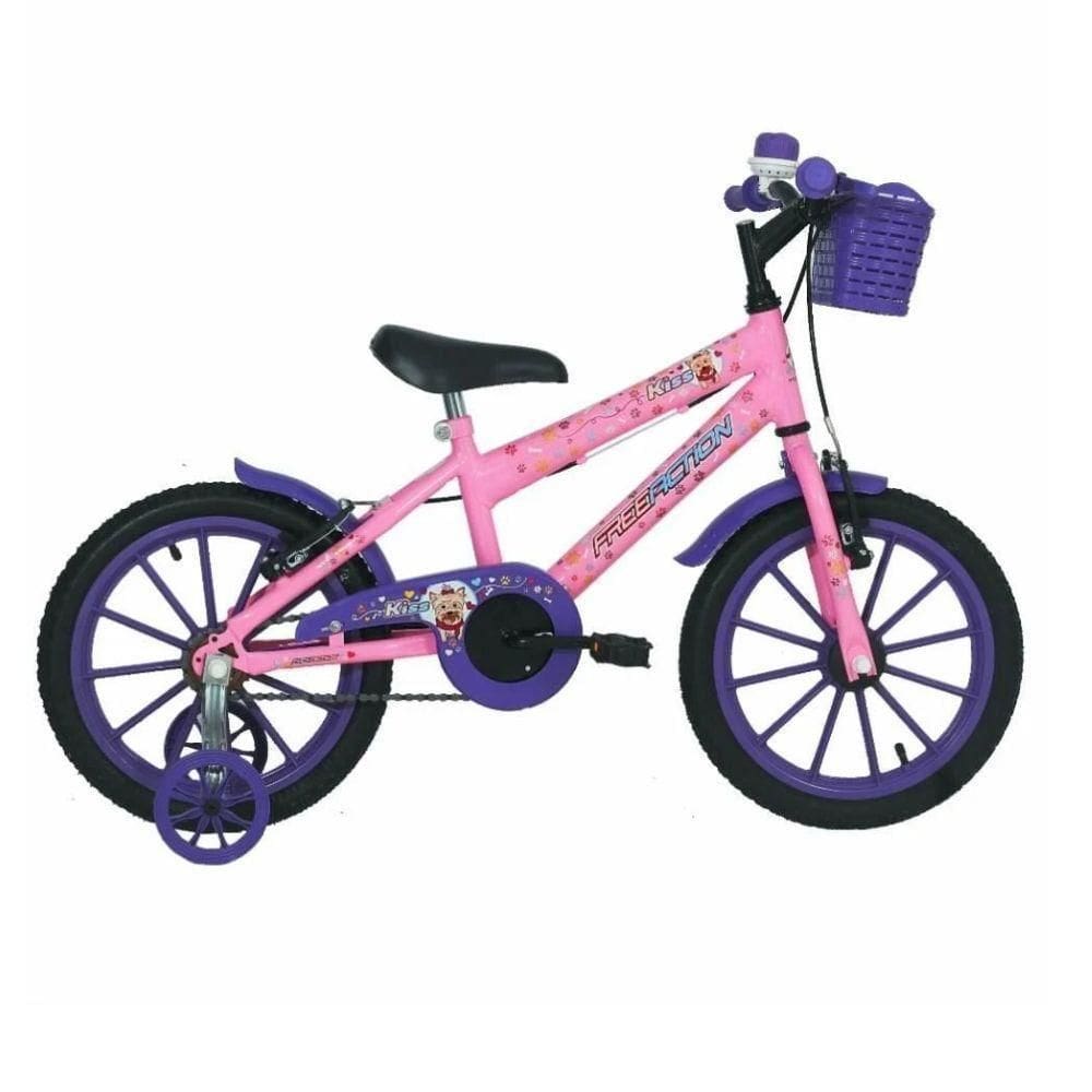 Bicicleta Kiss Aro 16 Fem C-cesta Free Action Rosa