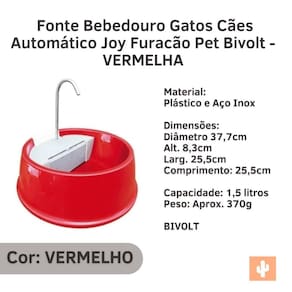 Fonte Bebedouro Gatos Cães Automático Joy Furacão Pet Bivolt