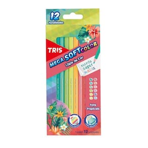 Lápis De Cor Tris Mega Soft Color Tons Tropicais 12 Tonalidades