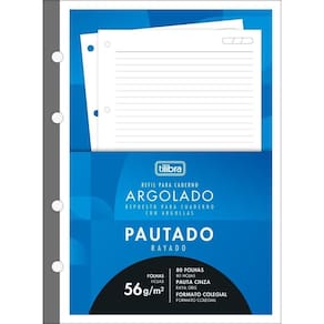 Refil Tiliflex Para Caderno Argolado Universitário Pauta Cinza 80 Folhas 56g/m² Tilibra