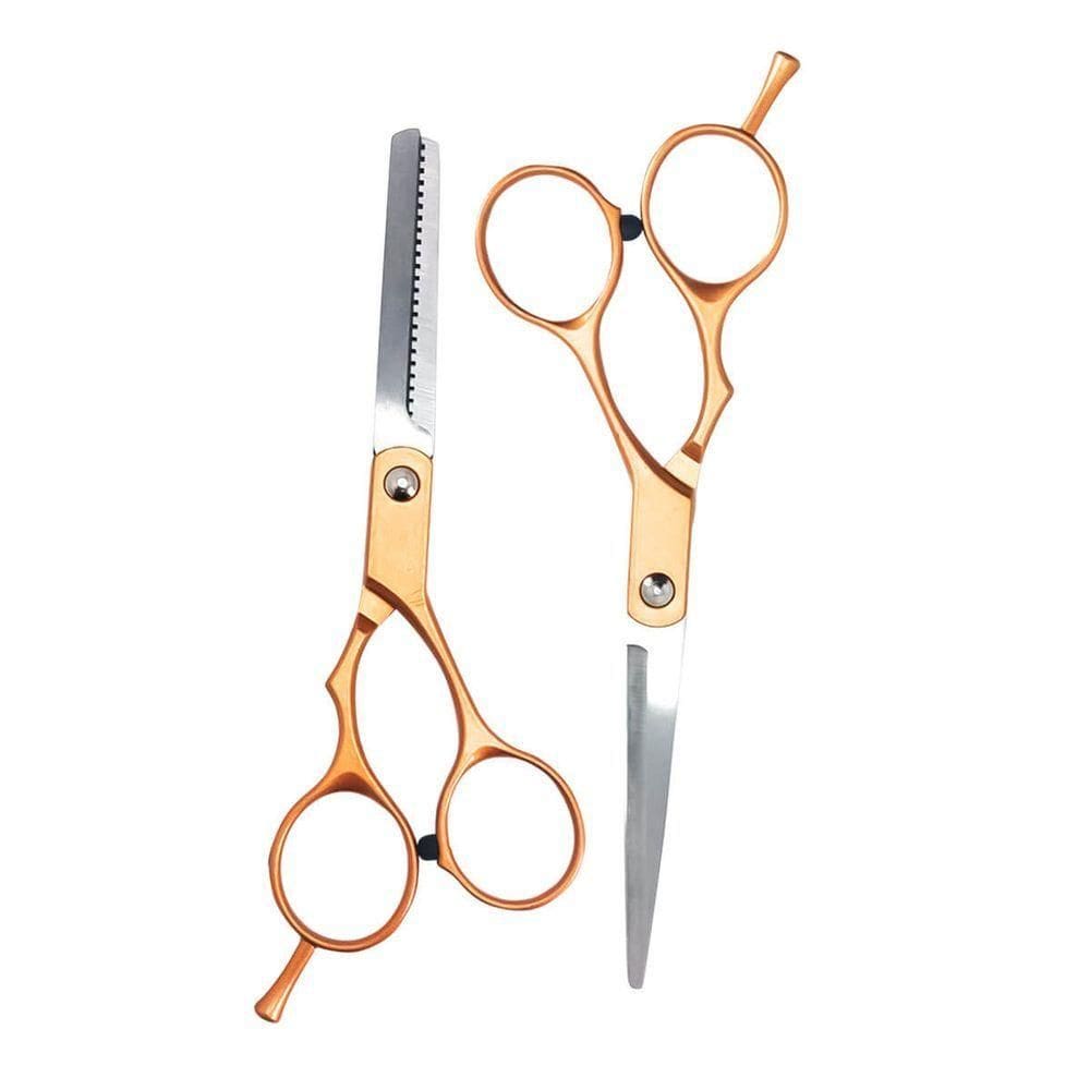 Kit Tesouras Profissional Dourada Com Estojo Para Corte