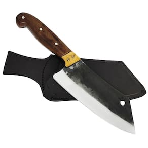 Cutelo Artesanal 8` Churrasco Cabo de Madeira Carne Cozinha Brut Forge Aço Carbono 1070