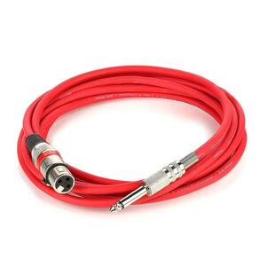 Cabo De Microfone Xlr Femea Para P10 Mono - Vermelho - 40 Metros
