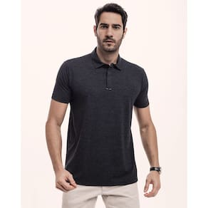 Polo Masculina Casual Botão Embutido Tecido Mescla Premium em PoliViscose Cratus