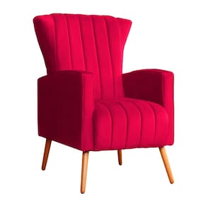 Poltrona Decorativa Melinda Veludo Vermelho - Montanaris Decor