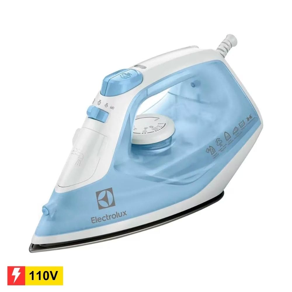 REEMBALADO: Ferro de Passar a Vapor Base Antiaderente e Spray Electrolux Easyline SIE60 Azul - 110V