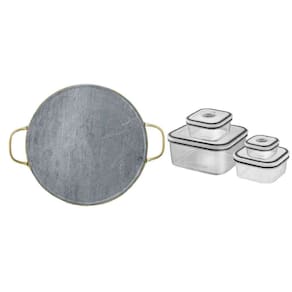 Kit Pedra para Pizza de Pedra Sabão com Alças de Cobre + Potes Herméticos de Plástico com 4 Unidades Electrolux