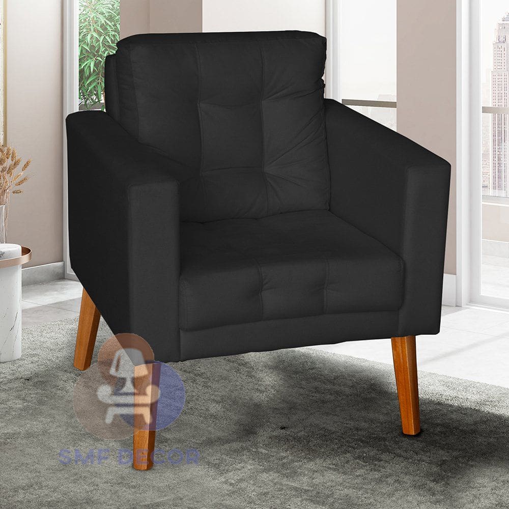 Sofá/Poltrona/Cadeira Decorativa Glamour Dubai com pés em Madeira