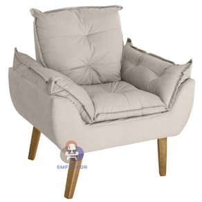 Poltrona/Cadeira Decorativa Glamour Opala Com Pés Quadrado