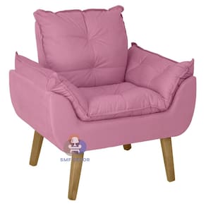 Poltrona/Cadeira Decorativa Glamour Opala Com Pés Quadrado