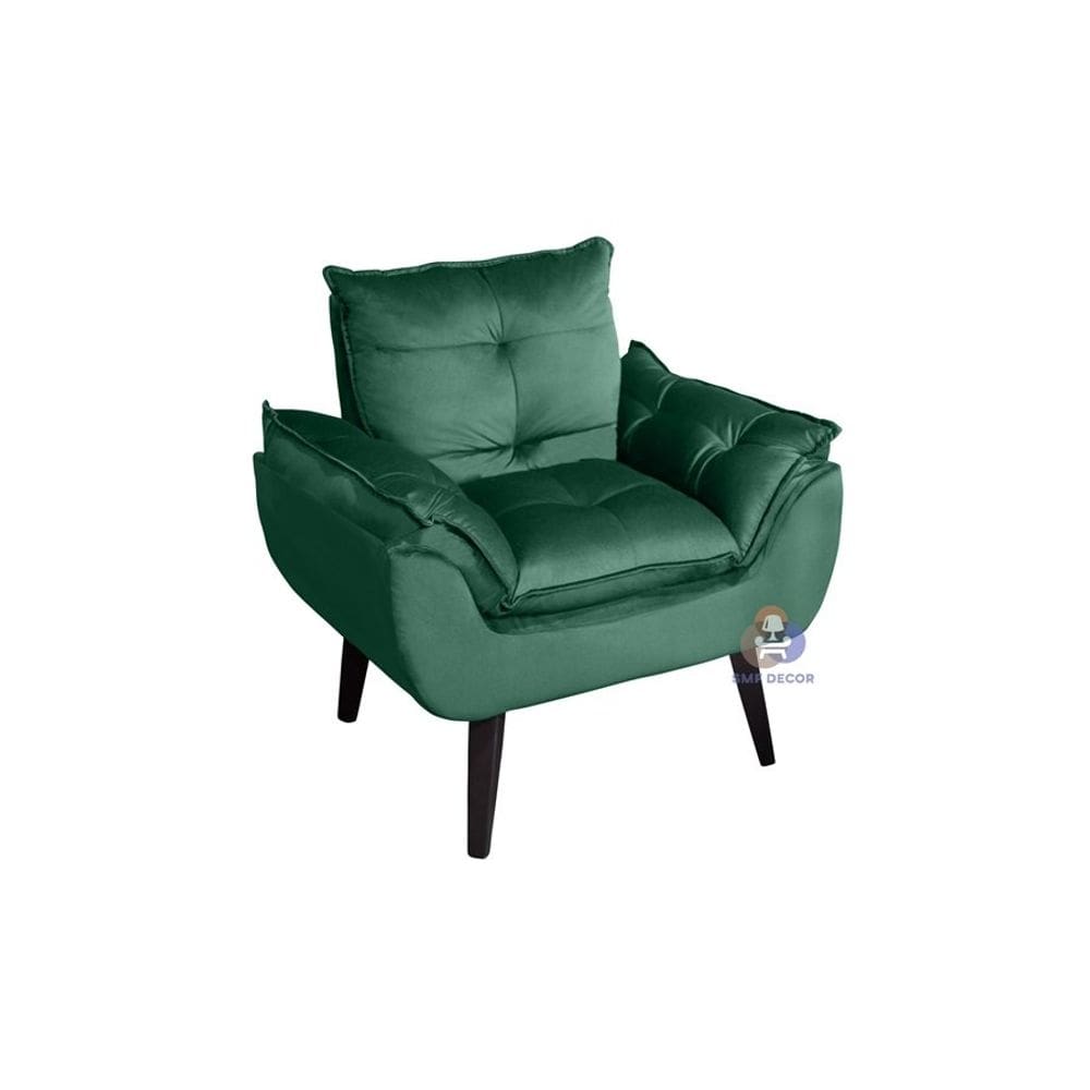 Poltrona/Cadeira Decorativa Glamour Opala Com Pés Quadrado