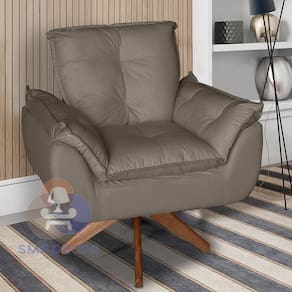 Poltrona/Cadeira Decorativa Glamour Opala Com Base Giratória 30cm em Madeira