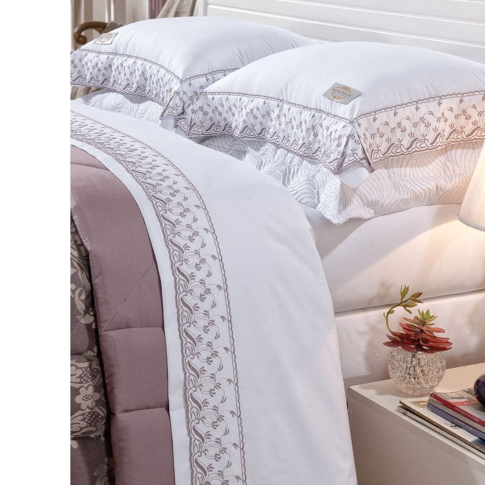 Jogo de Lençol Cama Queen 04 peças 100% Algidão Percal 200 Fios Catherine