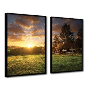 Quadro Decorativo Textura Cx Alta 2Un 40X60 Campo Ensolarado Titulo Moldura Preta