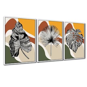 Quadro Premium Textura Cx Alta Folhas Em Cores 4 3un 40x60 Titulos Moldura Branca