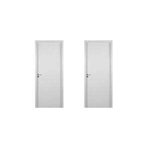 2 Kits Porta de Madeira Lisa 215x84cm com Batente de Mdf Ultra 16cm Melamínico Branco