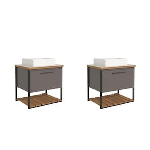 Kit com 2 Gabinetes para Banheiro com Cuba 60cm Palermo Titanium