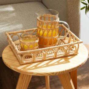 Bandeja Decorativa de Rattan Nature 30cm x 24cm x 7cm