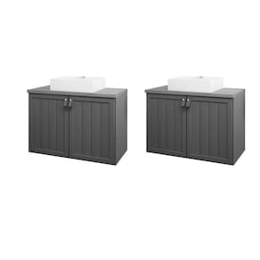 Kit com 2 Gabinetes Suspensos com Cuba 60cm Brisa Espresso Móveis Pistache