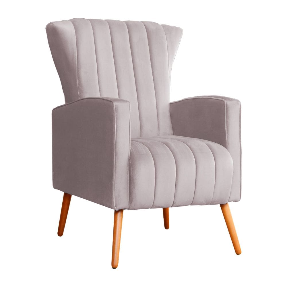 Poltrona Decorativa Melinda Veludo Rosê  - Montanaris Decor