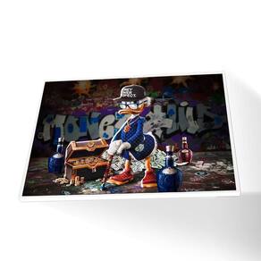 Quadro Tio Patinhas Vinil Com Vidro Tamanho-moldura 150x100 Caixa Cor Branca
