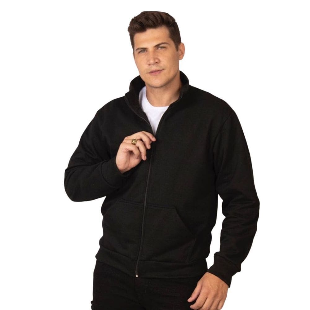Jaqueta Moletom Masculina Flanelada Básica Canguru c/ Capuz Wolfgan