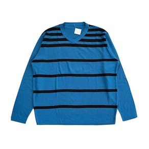 Casaco Trico Masculino Azul Listrado Plus Size G1