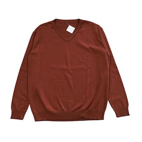 Blusa Casaco Tricot Masculina Básica Preta Terracota Gola V Tamanho G