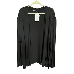 Cardigan Feminino Viscose Plus Size G6 Preto Manga Bufante Arruaça