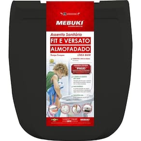 Assento Sanitário Almofadado Linea Fit Preto Mebuki