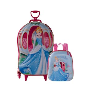 Mochila Roda Tripla Cinderela Carruagem Lancheira Escolar 3D